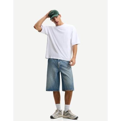 Bershka Denim Skater Bermuda Shorts Men 34 Light Blue
