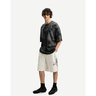 Bershka Printed Bermuda Shorts Men L Grey