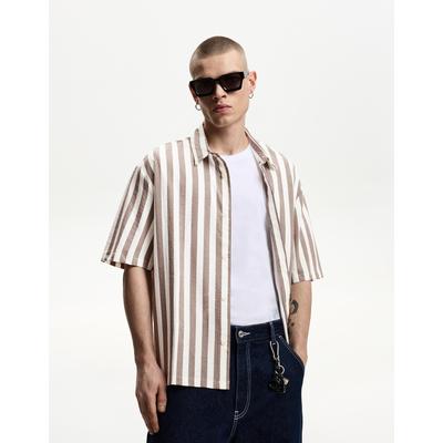 Bershka Relaxed Fit Short Sleeve Shirt Men S Sand