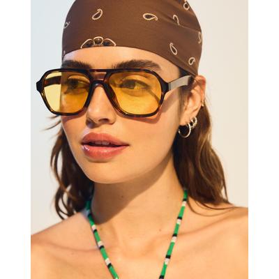 Bershka Retro-Style Sunglasses Women Brown