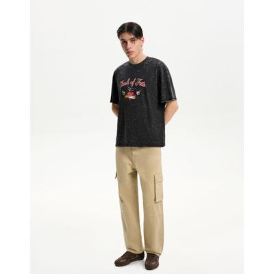Bershka Baggy Cargo Jeans Men 26 Camel