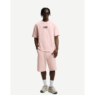Bershka Plush Bermuda Shorts With Print Men S Pink