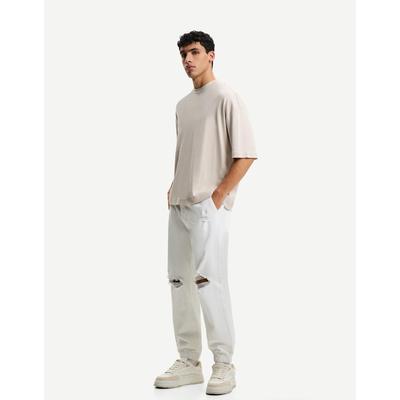 Bershka Ripped Jogger Jeans Men S White