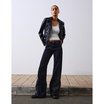 Bershka Leather Effect Biker Jacket Women M Black