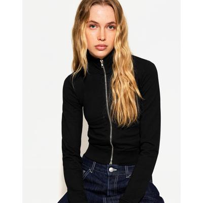 Bershka High Neck Sweatshirt With Zip Women 10-12 Black