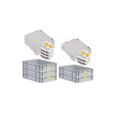 PROREGAL 5x Eurobox NextGen Color mit Scharnierdeckel & Verschlüssen | HxBxT 12x40x60cm | 23 Liter | Griffe gelb geschlossen | Glatter Boden Image