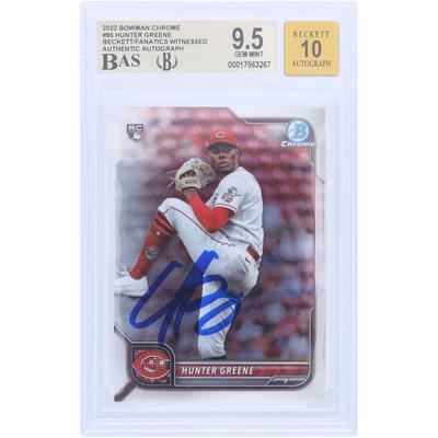 V106832 REDS Hunter Greene Cincinnati Reds Autogrammkarte 2022 Bowman Chrome #95 Beckett Fanatics Zeuge Authentizität 9,5/10 Karte Hunter Greene AUT BWM TRADING CARDS 45646 AUTTRC CA01B00079 #8 Image