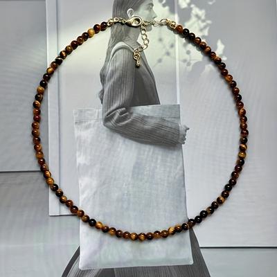 TEMU Vintage Simple Natural Stone Eye Bead Necklace, Small Stone Choker, For Valentine's Day, Daily Occasion, Gift- Occasion Image