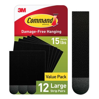 Command Large Picture Hanging Strips, 24 Command Strips, Damage Free Hanging Of Dorm Décor, Black