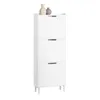 SoBuy FSR151-H-W Schuhkipper mit 3 Klappen Schuhschrank schmal Schuhregal mit 6 Ablageflächen Schuhkommode Schuhablage Weiß