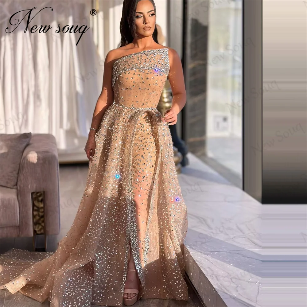 Arabische Perlen Abendkleider maßge schneiderte Kristalle Frauen Ballkleid elegante Dubai Meerjungfrau Hochzeits feier Kleider Roben de Soiree
