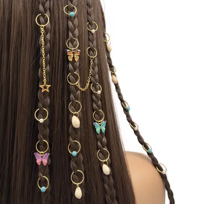 20 Stück stilvolle Haarring-Accessoires für Frauen mit Sternen, Kunstperlen, Muscheln, natürlichen Image