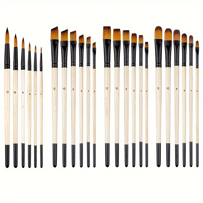 Ein Set mit 6 Ölpinseln für Studenten, einschließlich Aquarellpinsel, Pigmentpinsel, Nylonborsten, Holzpulver und Wasserpinsel Image