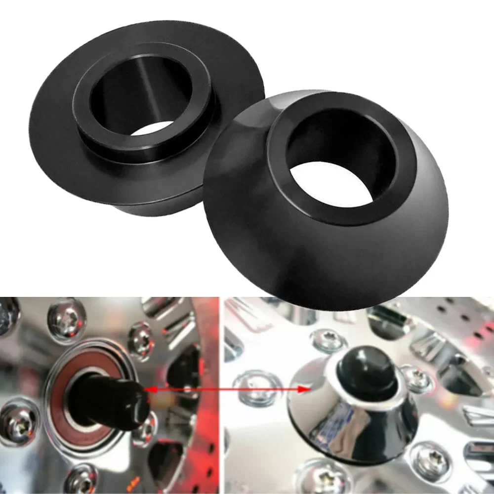 Paar Motorrad schwarz 25 mm konische Achse Spurverbreiterungen für Harley Touring Bagger Electra Glide Ultra Classic 2008–2018 Image
