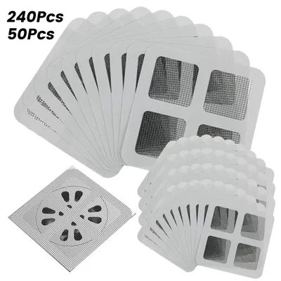 50/240Pcs Hair Drain Stickers Self Adhesive Shower Drain Protector 10x10cm Sink Drain Strainer Hair Stopper Shower Drain Cover