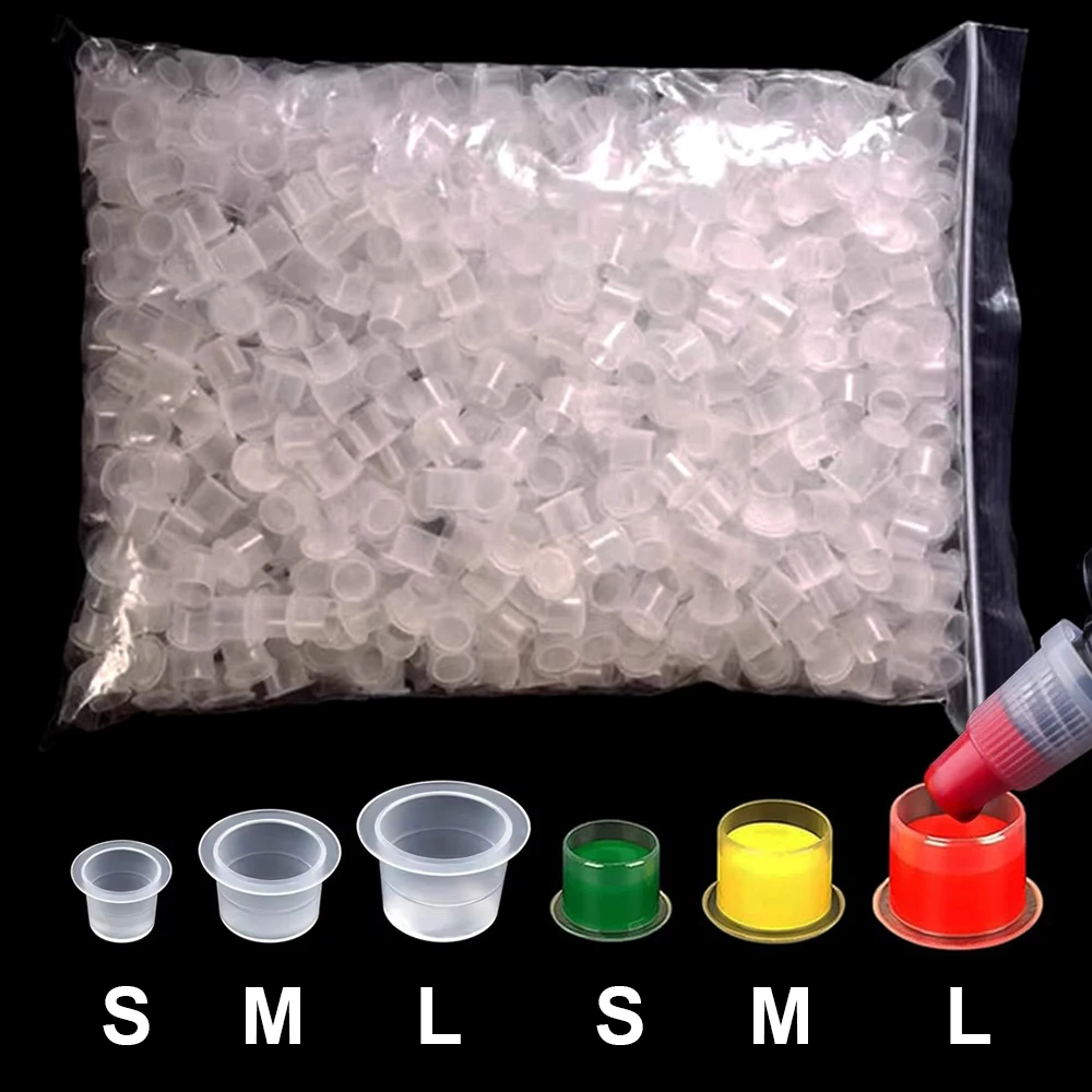 100 stücke Tattoo Ink Cups Caps Einweg Microblading Tattoo Permanent Make-Up Pigment Halter Container Kappen Tattoo Zubehör Image