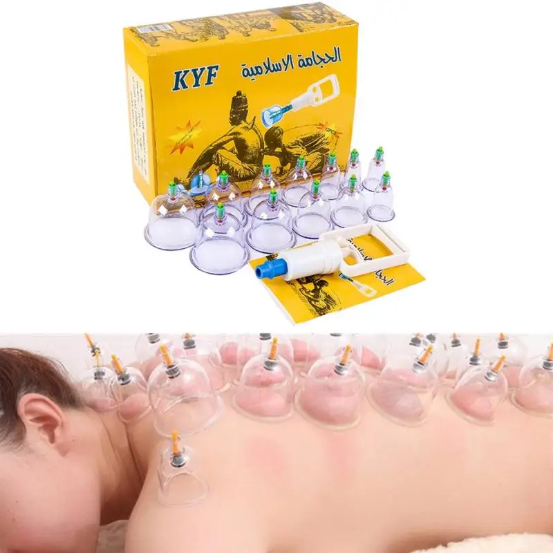 HUA 12-teilige arabische Vakuum-Schröpfsets mit Pumpen-Saugnäpfen, Rückenmassage, Körperbecher, Entgiftung, Anti-Cellulite-Dosen, gesunde Pflegegläser Image