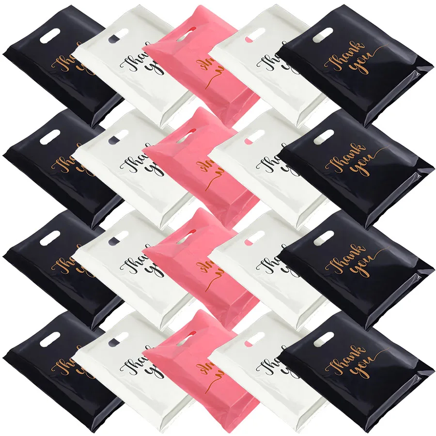 20 Stück 20 x 15 cm Kunststoff-Geschenktüten „Danke“, wiederverwendbare Handverpackungsbeutel, praktische Tragetasche, Party, kleine Geschenk-Aufbewahrungstasche Image