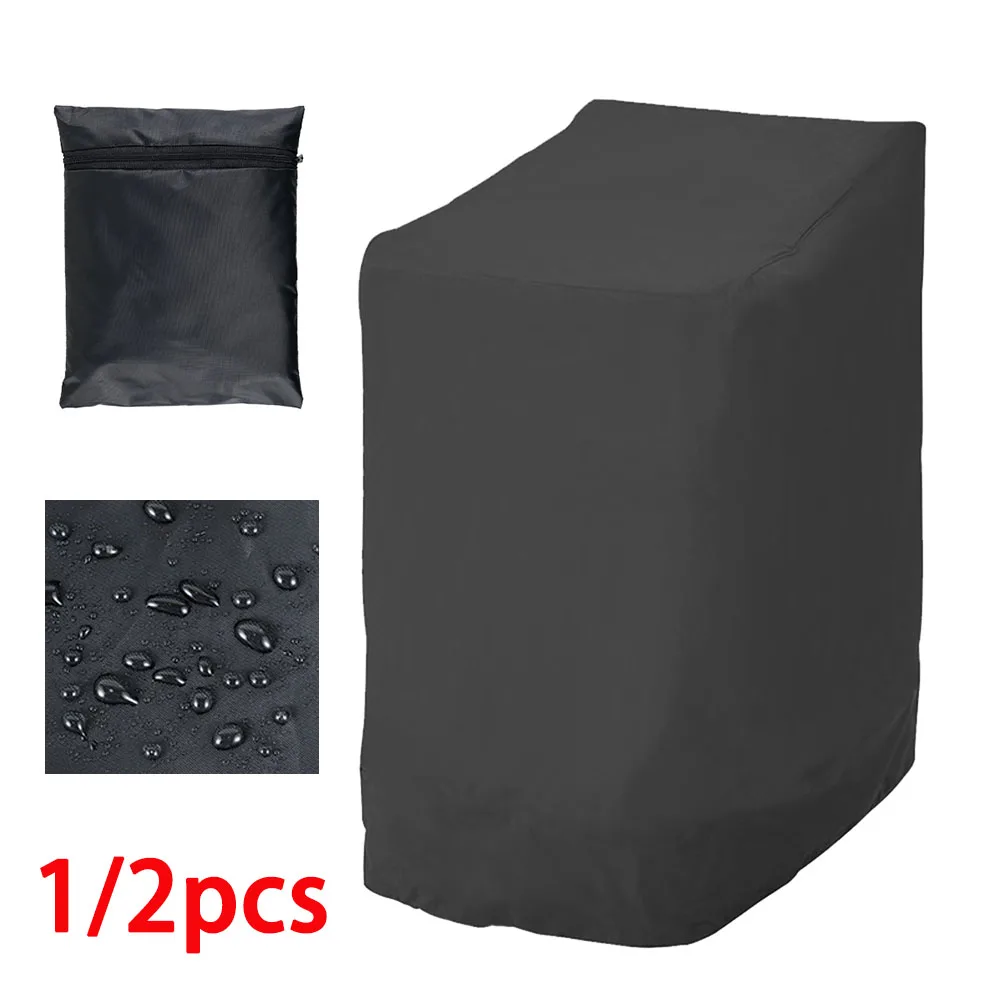 Stacked Chair Dust Cover Waterproof Patio Chair Cover Outdoor Garden Furniture Seat Protection Cover Wind-Proof Anti-UV Cover Image