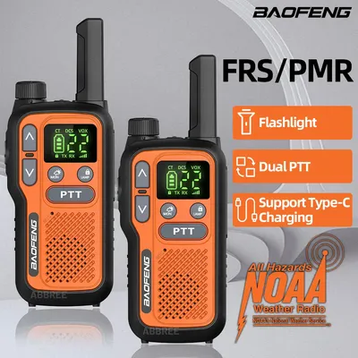 2PCS Baofeng BF-T18 Mini Walkie Talkie Dual PTT PMR FRS NOAA Taschenlampe Tragbare Lange Reichweite Typ-C Zwei Weg Radio für Jagd