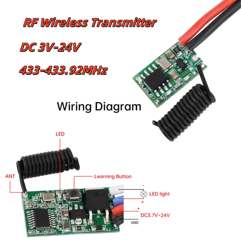 Mini-Funkübertragungsempfangsmodul 433 MHz RF-Funksendermodul 12 V 3 V 5 V 9 V für Fernbedienungen 1527-Kodierung Image