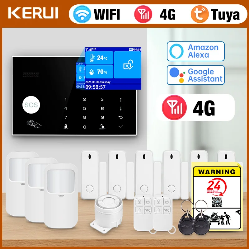 KERUI G34 4G + WiFi Smart Life Home Alarm System Einbruchalarme mit Bewegungsmelder Türsensor 433 MHz Drahtloses Sicherheitssystem Image