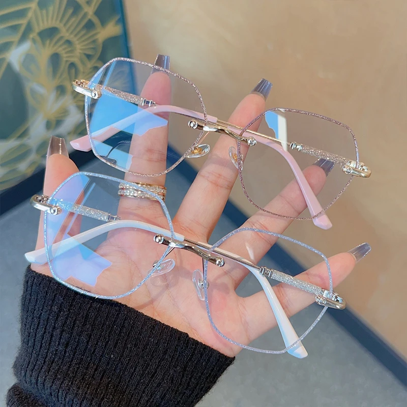 1/2PCS Mode Photochrome Rahmenlose Gläser Vintage Rechteck Metall Rahmen Frauen Männer Farbe Ändern Sonnenbrille Brillen UV400 Image