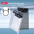 Custodia per HDD Scatola da 2,5 SSD SATA a USB 3.0 Type-C 3.1 con adattatore da 5 Gbps Custodia esterna per disco rigido Trasparente/Nero