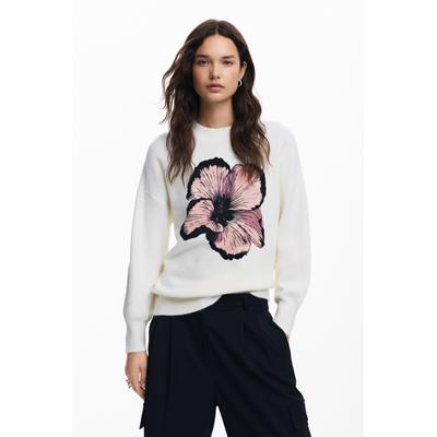 Contrast flower sweater