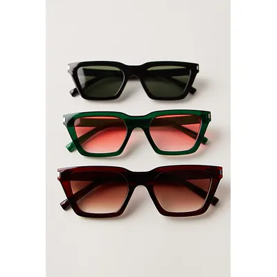Lonely Heart Cat Eye Sunglasses at Free People in Black/Green