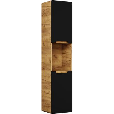 Hängeschrank WELLTIME "Lupo, 2 Einlegeböden und 1 offenes Fach, Soft-Close", schwarz (schwarz matt), B:35cm H:160cm T:30cm, MDF, Schränke, in zwei Farben erhältlich, Badmöbel, passend zur Serie Image