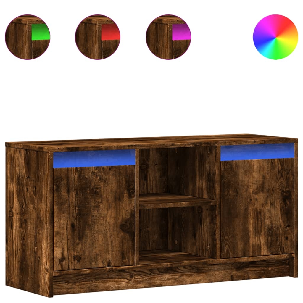 vidaXL TV-Schrank mit LED-Beleuchtung Räuchereiche 100x34x50 cm Image