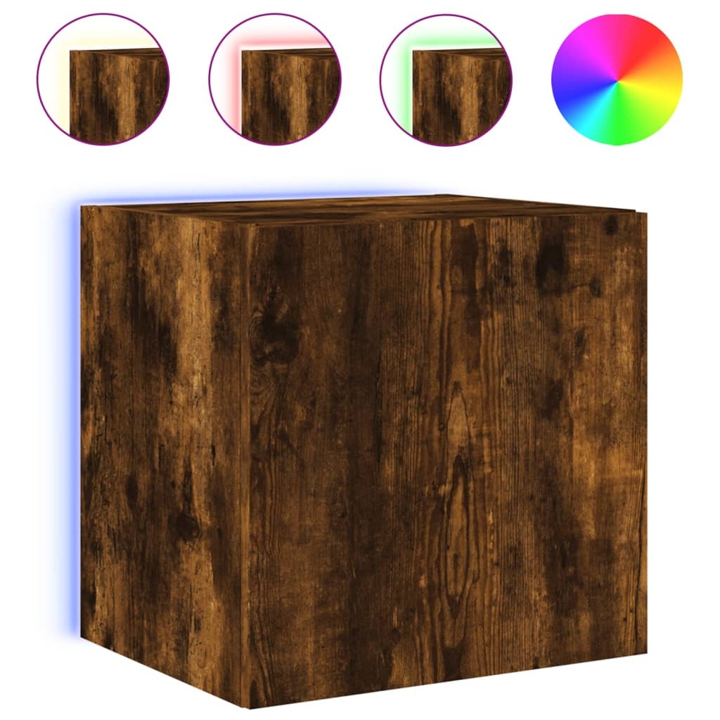 vidaXL TV-Wandschrank mit LED-Leuchten Räuchereiche 40,5x35x40 cm Image