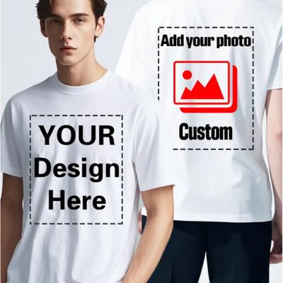 TEMU Customizable Men's T-shirt - Personalized Photo/logo/text Design, Regular Neck, Short Sleeve, Casual Wear, Father's Day Gift, Commemorative Shirt, Personalized Tee, Durable Fabric Image