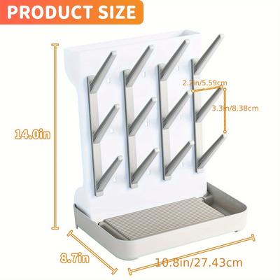 TEMU 1 Grey Baby Bottle Dryer Rack: Large Vertical Bottle Drying Stand - Space-saving Upright Rack For Cleaning Baby Bottles And Pump Parts Image