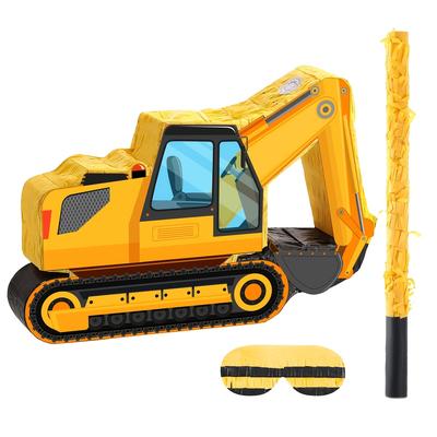 TEMU Excavator Pinata Set With Eyemask And Bat, Construction Theme Birthday Party Decorations, Boys' Birthday Supplies, Home Decor, Wedding/birthday Party Image