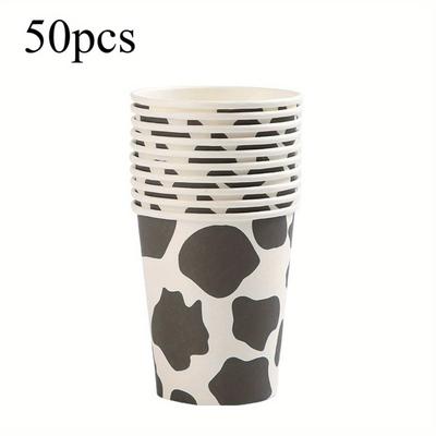 TEMU 50pcs Cow Cups Cow Print Paper Cups Cowgirl Cups Cow Party Favors Farm Birthday Party Supplies Cowgirl Baby Shower Decorations Image
