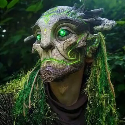 Halloween Waldgeist Maske Event Maskerade Cosplay Kostüme Requisiten Baum Elf Alter Mann Latexmaske Realistischer Baum Alter Mann Kopfbedeckung Image