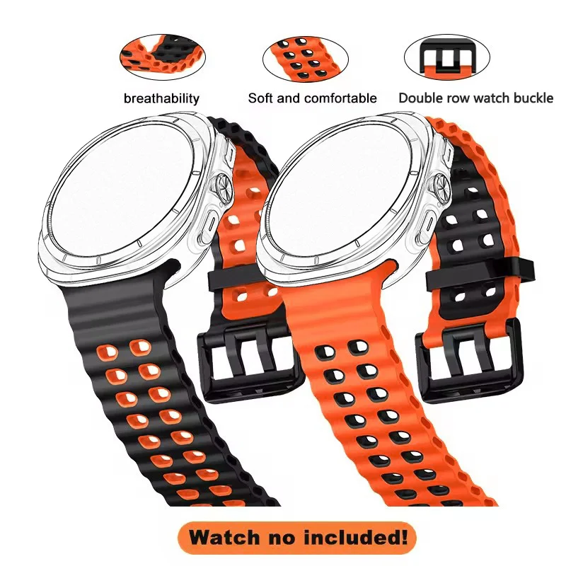 Neues zweifarbiges Sport-Silikonarmband für Samsung Galaxy Watch Ultra Smart-Armband für Galaxy Watch Ultra 47 mm Armband Image