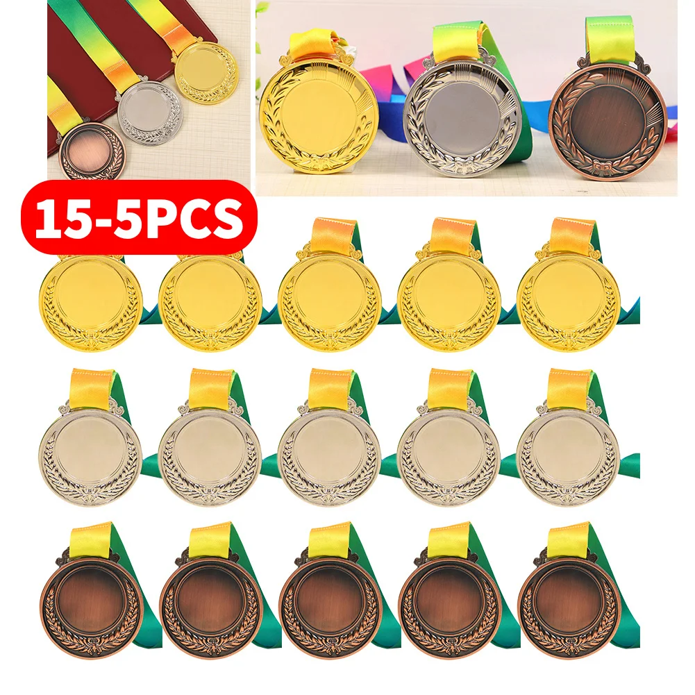 Gold-Silber-Bronze-Auszeichnungsmedaillen mit Halsband, Gold-Silber-Bronze-Preise, Auszeichnungsmedaille für Sport, Wettbewerb, Spiele, Souvenir, Geschenk Image