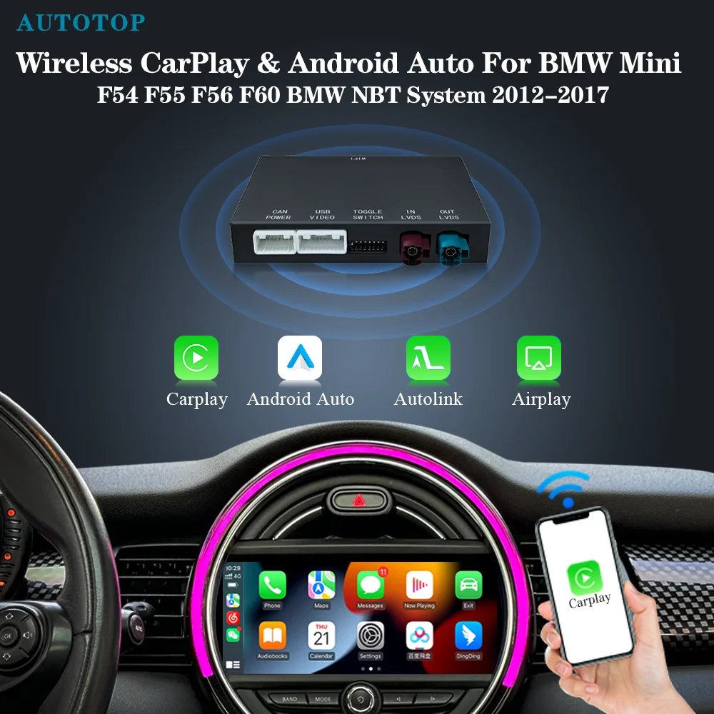 AUTOTOP CarPlay Android Auto Decoder Box Für BMW Mini R55 R56 R57 R58 R59 R60 R61 F54 F55 Clubman Countryman Hardtop John Image