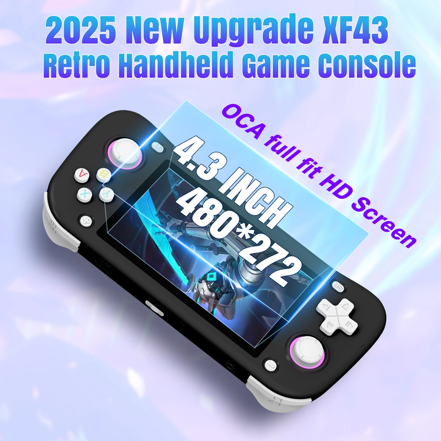 Open Source XF43 Retro-Handheld-Spielekonsole, 4,3-Zoll-IPS-Bildschirm, Linux-System, 20.000 + Spiele, 64/128 GB, tragbarer Taschenvideoplayer Image