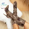 10CM Stiletto High Heels Flanell Slip-On Leopard Print Spitze Stiefel Für Frauen Winter Schuhe Große
