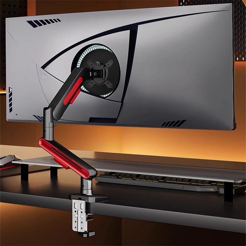 Einzelne Monitorarmhalterung für 13–32 Zoll Bildschirme, verstellbarer Schreibtischständer mit Klemme/Grommet-Halterung, VESA- und RGB-Neigung und Drehgelenk, hält 9 kg Image