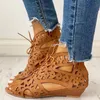 Woman Summer Shoelaces Gladiator Boot Sandals Leisure Wedge Heel Comfort Women Shoes Wedges