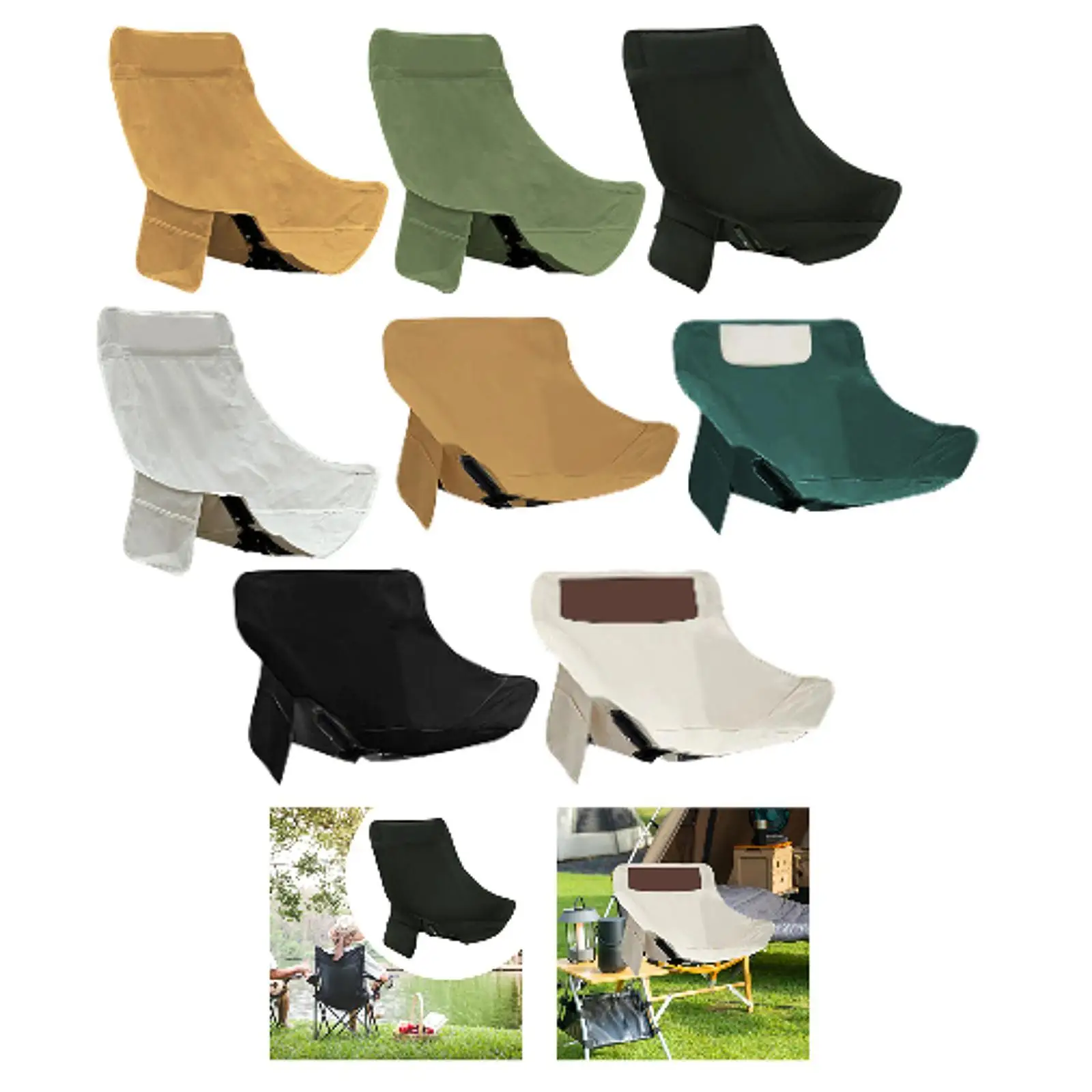 Campingstuhl-Abdeckung, Ersatz mit Seitentasche, verschleißfest, Moon Chair Seat, Rasenstuhl, Ersatz-Sitzbezug, lässig Image