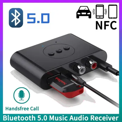 Bluetooth 5,0 Audio Receiver U Disk RCA 3,5mm 3,5 AUX Jack Stereo Musik Wireless Adapter mit Mikrofon Für Car Kit lautsprecher Verstärker