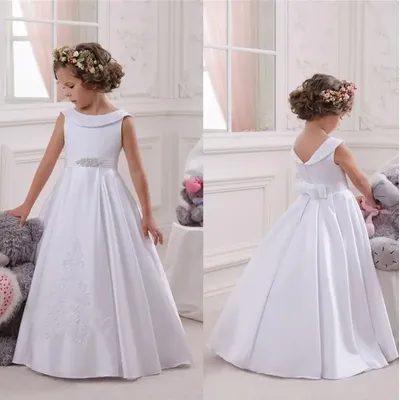 Blumenmädchenkleider für Hochzeit, Junior-Brautjungfer, Vintage-Stil, für Kinder, Abend, Geburtstag, Image