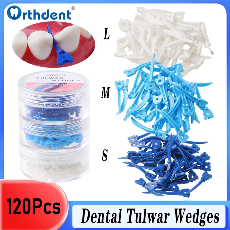 120Pcs Dental Tulwar Keile Refill Keil Für Schnitt Matrix System Mit Loch Einweg Kunststoff S/M/L zahnmedizin Labor Materialien Image
