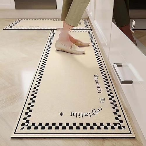 Einfache Teppich Küchenmatte rutschfeste ölbeständige Bodenmatte Wohnzimmer Teppich Innen Außen Matte Schlafzimmerdekoration Badezimmermatte Eingangs Teppich Fußmatte Image